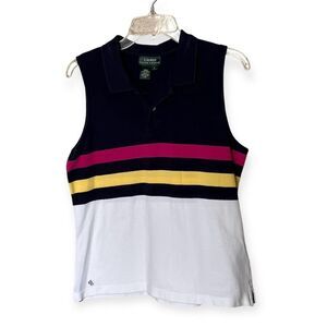 Lauren Ralph Lauren Tailored Fit Sleeveless Polo Shirt in Blue Multicolor Size L